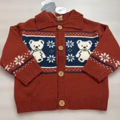 バースデイ　フタフタ　クマ柄　ニット　カーディガン 95cm レッド