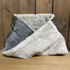 b.カモフラージュ柄 デニム ボア スヌード ネックウォーマー
