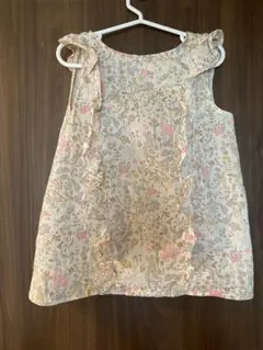 （美品）ボンポワン　花柄フリルノースリーブトップス