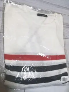 【未使用】ニット地 ボーダー カットソー 長袖 Lサイズ