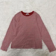 グローバルワーク　カットソー　長袖　ボーダー　赤白　XS