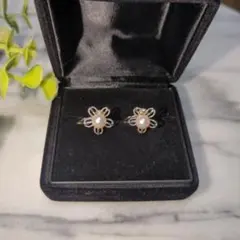 花 パール　イヤリング　SILVER