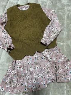 花柄ベスト付きワンピース 130