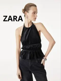 新品】ZARA定価5290円 ホルターネック トップス 金具付き （XL 