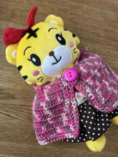 ハンドメイド❣️手編みのフードポンチョはなちゃんサイズぽぽちゃん