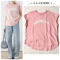 【 La-gemme 】 半袖Tシャツ カットソー プリントT ピンク Fのサムネイル