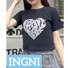 【INGNI】グリッターハートロゴショートTシャツ 黒