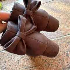 19㎝リボン付きブラウンブーツ 中ヒール