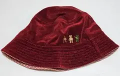 familiar 帽子 サイズ49 赤 朱色 チェック 秋冬