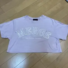 値下げLovetoxic ラベンダー色 ロゴ刺繍 ショート丈Tシャツ