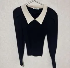 SNIDEL ブラック　襟付きニットセーター