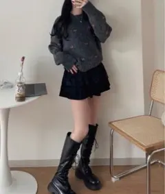 delfy ウール混総柄ハートニット