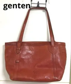 genten 2wayショルダーバッグ ブラウン トートバッグ ファスナー付き