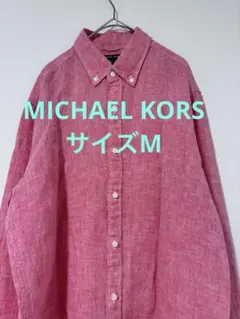 か*ち様 【美品】マイケルコース 麻100% リネンシャツ メンズM ピンク 長のサムネイル