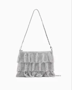 ZARA メッシュ クロスボディバッグ フリル シルバー