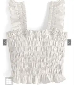 ホワイト フリルノースリーブシャツ Lサイズ