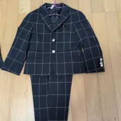 美品　フォーマルスーツ ダークグレー チェック柄 110cm〜