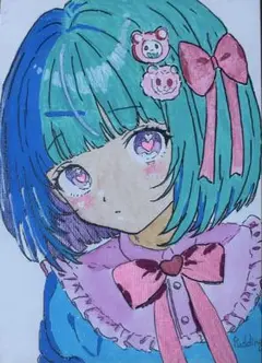 【手描きイラスト】アナログ キャンバスパネル ポスカ＋水彩画 美少女 絵画