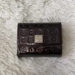 CLATHAS クレイサス 三つ折り財布 ブラウン 花柄 がま口 エナメル