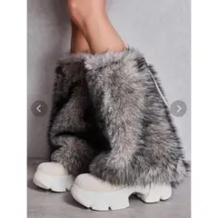 GYDA ニットブーツ　ファー　ロング　Mサイズ