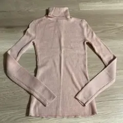 UNIQLO タートルネック リブニット ピンク M