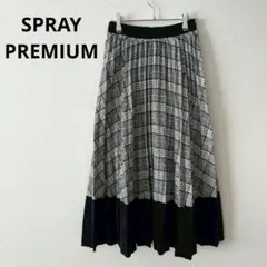SPRAY PREMIUM▶プリーツロングスカート 黒 白 グレー チェック柄