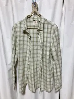 Levi's 長袖シャツ S 緑と白のチェック柄