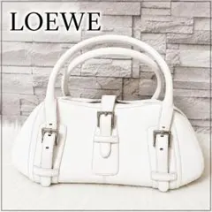 ロエベLOEWE センダ レザー トートバッグ ハンドバッグ ホワイト シルバーのサムネイル