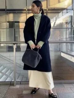 グレー ファー ハンドバッグ 小型