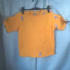 ３ オレンジ 半袖 Tシャツ ポケット付き半切れ古着ジャンク