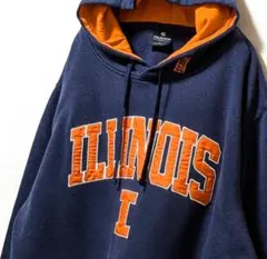 コロシアム イリノイ大学ファイティングイリニ刺繍 パーカーネイビー紺色L古着