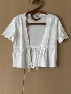 【極美品】アリスバーリー 高級全面刺繍レースボレロカーディガン 綿100 Mのサムネイル
