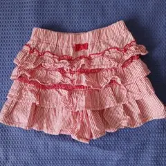 フリル付き赤白ストライプハーフパンツ