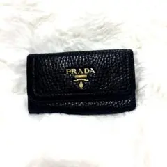 <訳あり>PRADA ブラック　レザーキーケース