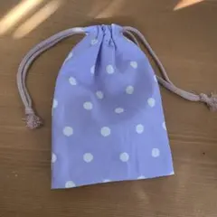 《ハンドメイド》薄紫のドット柄　水玉模様　巾着袋