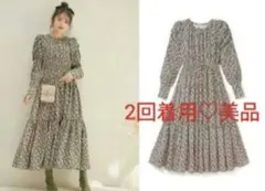 美品♡パワショルダーボリューム ティアード花柄ワンピース