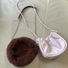 BROWNY ホワイトとブラウンのショルダーバッグ　まとめ売り　２つ