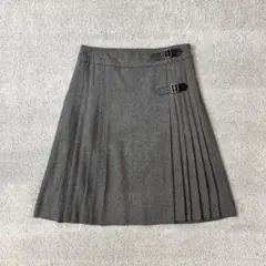 タルボット　巻きスカート風　プリーツスカート　グレー　ウール混　裏地あり