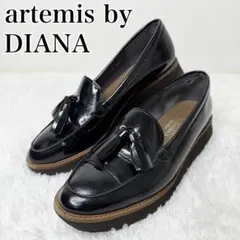 美品 artemis by DIANA 軽量厚底タッセルローファー ブラック