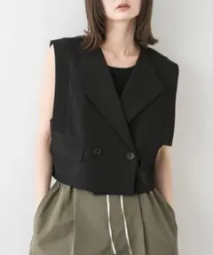 SENSE OF PLACE テーラードクロップトジレ　ブラック　美品★