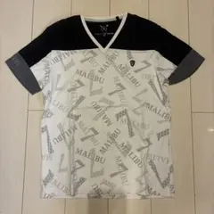 VIOLA RUMORE MALIBU柄 Vネック Tシャツ XL
