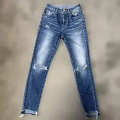 リエンダ　ダメージデニム スキニー　美脚　ストレッチ　24