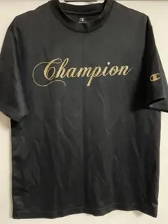 Champion ブラック Tシャツ 半ズボン　ゴールドロゴ