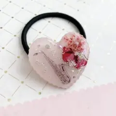 六角形 レジン ヘアゴム ドライフラワー ピンク - メルカリ