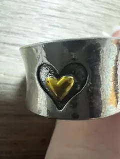 太めハートリング シルバー調 個性派 ユニセックス