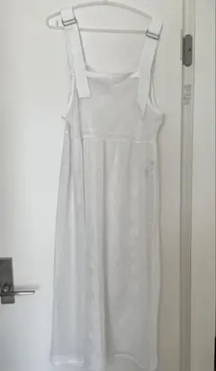 しまむら　ホワイトメッシュキャミソールロングワンピース　L