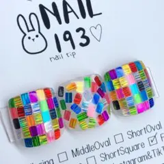 #389現品発送 ネイルチップ 3本セット フット 親指 カラフル キラキラ