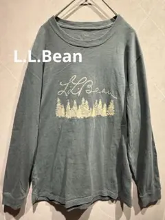LLBean ロンT ツリープリント フェード グリーン 古着 M相当