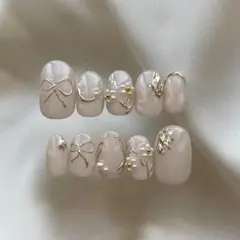 【現品販売】リボン フラワーネイルチップ