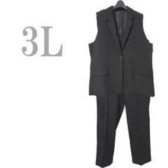 新品/２点/スーツ/ジレ/ベスト/パンツ/黒系/3L/セットアップ●&1399